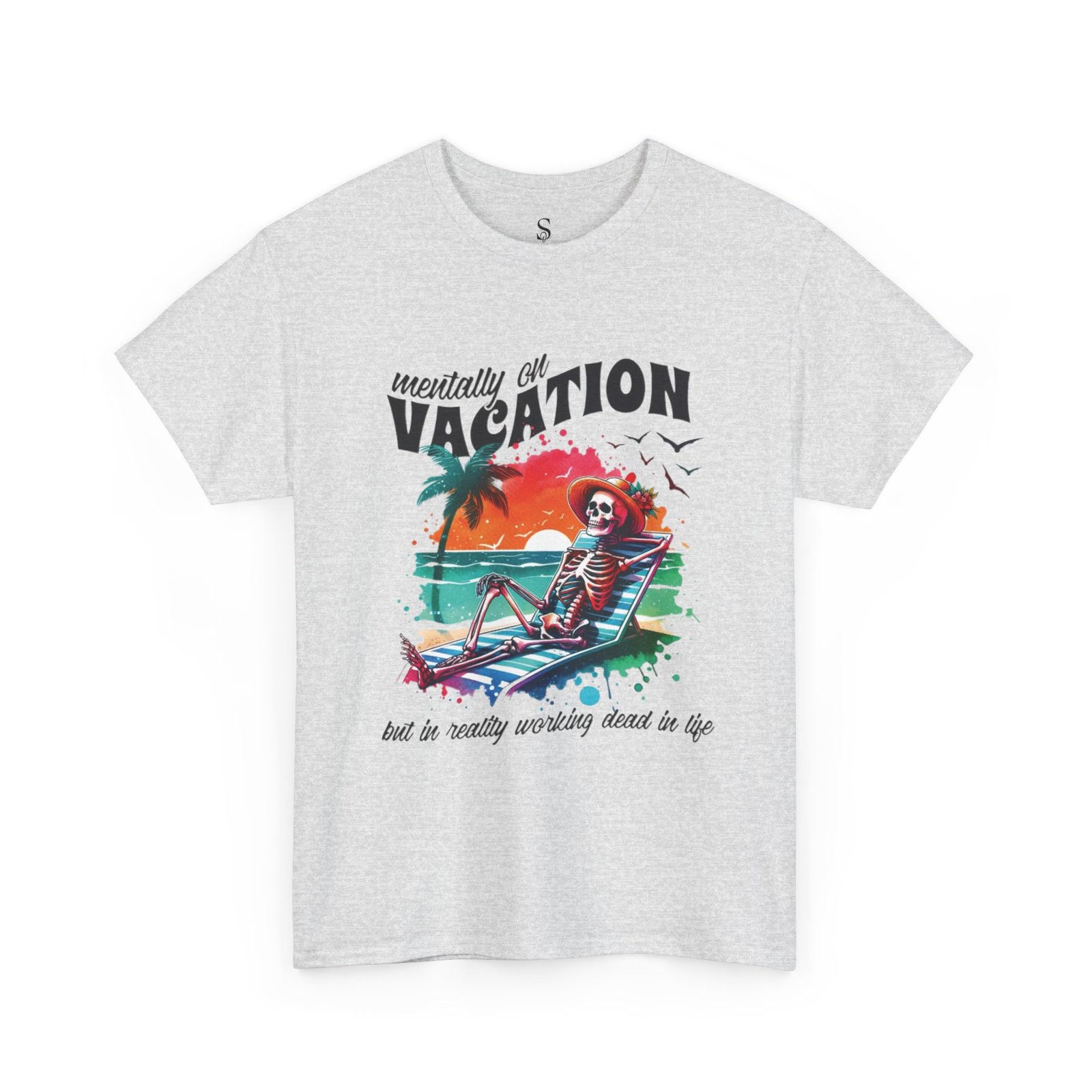 Skeleton Vacation Tee, Fun Summer Shirt, Unisex Graphic Tee, Beach Vibes T-shirt, Relaxation Humor Gift - Imagen 7