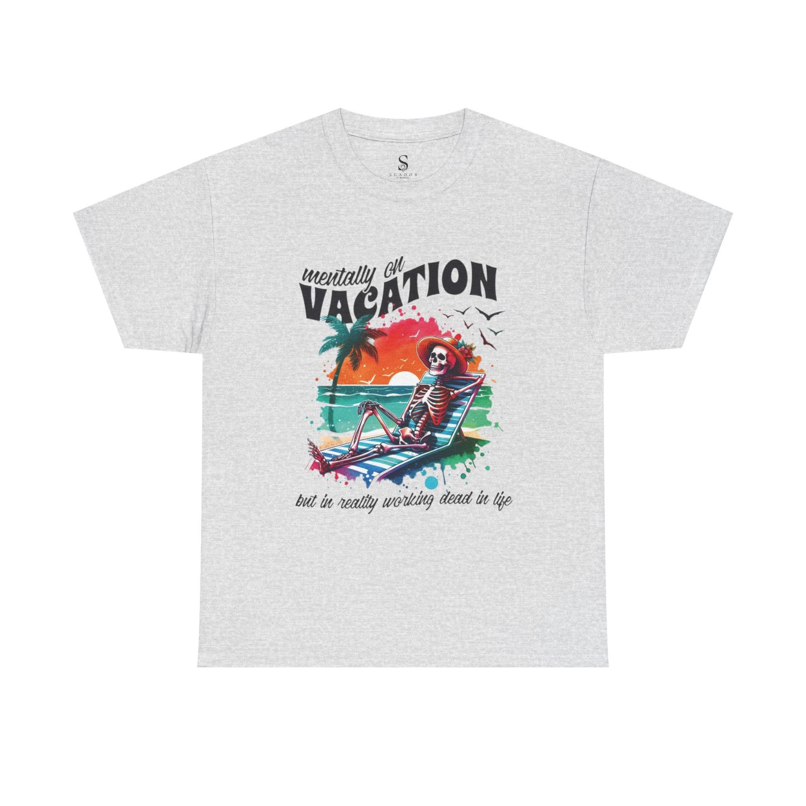 Skeleton Vacation Tee, Fun Summer Shirt, Unisex Graphic Tee, Beach Vibes T-shirt, Relaxation Humor Gift - Imagen 5