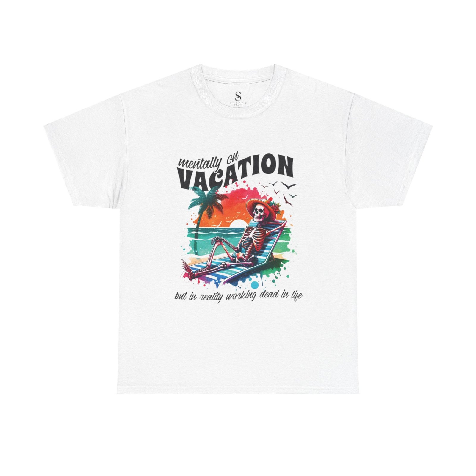 Skeleton Vacation Tee, Fun Summer Shirt, Unisex Graphic Tee, Beach Vibes T-shirt, Relaxation Humor Gift